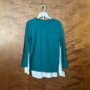 Tommy Bahama Set of 2 Long Sleeve T-Shirts Boys XL 14 White & Teal Cotton Tees